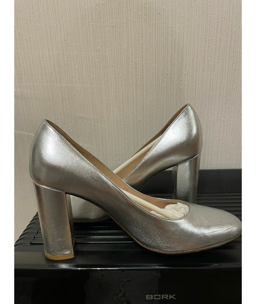 GIANVITO ROSSI Серебряные кожаные свадебные туфли на высоком каблуке, фото 9
