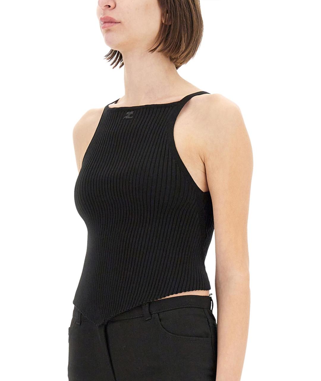 COURREGES Черная вискозная майка, фото 4