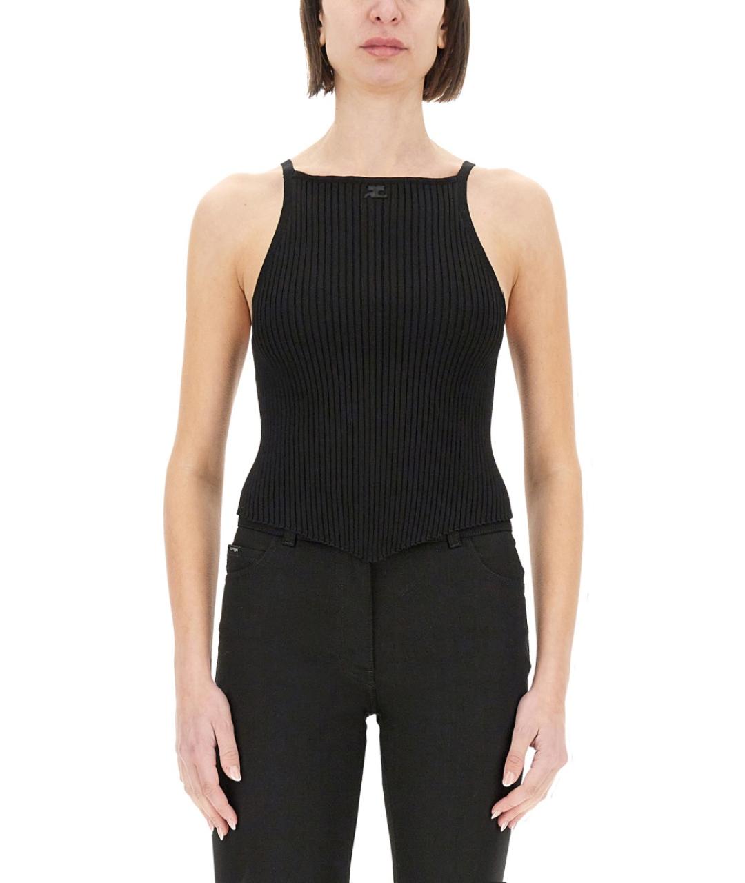 COURREGES Черная вискозная майка, фото 5