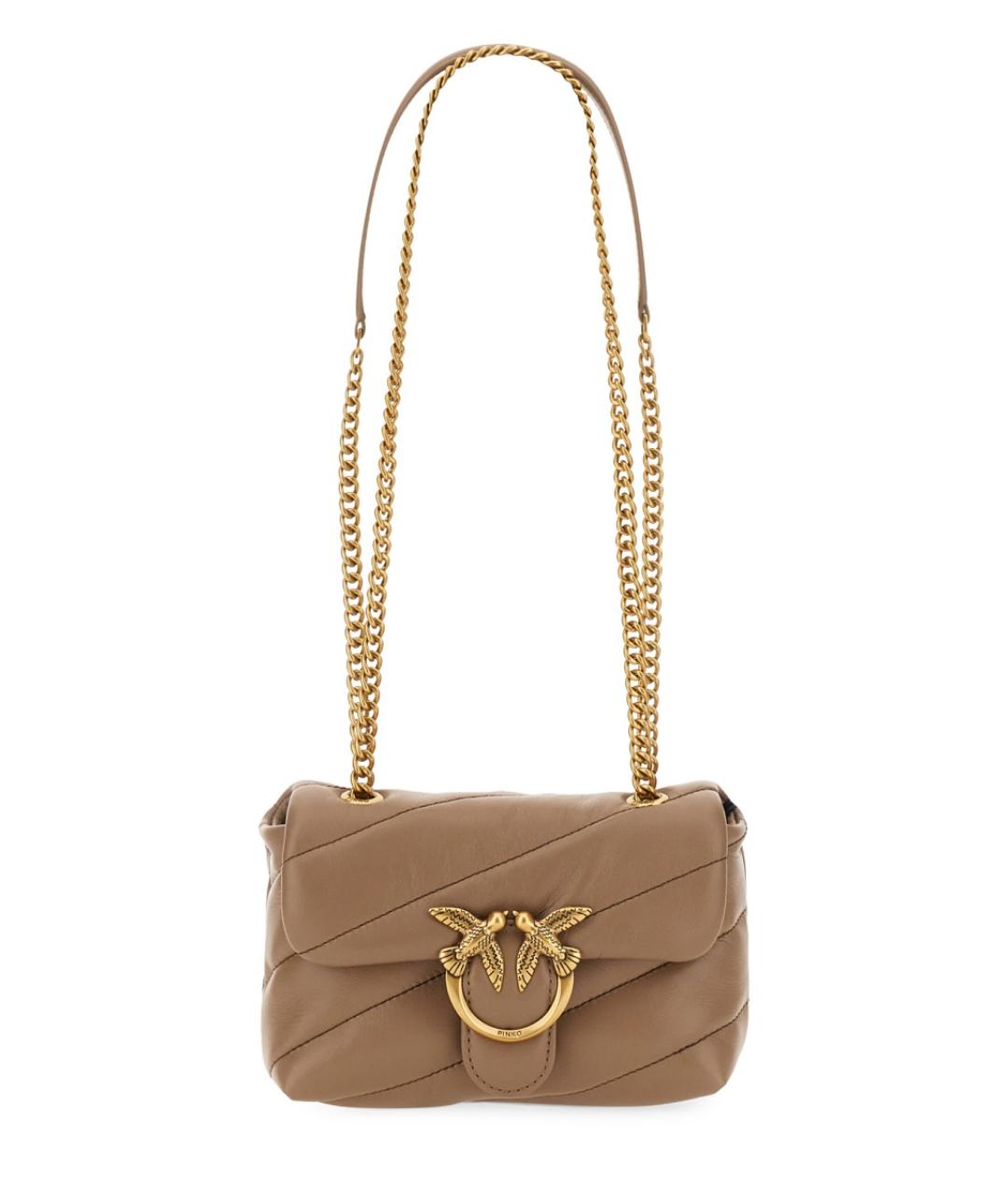 PINKO Бежевая кожаная сумка через плечо, фото 3
