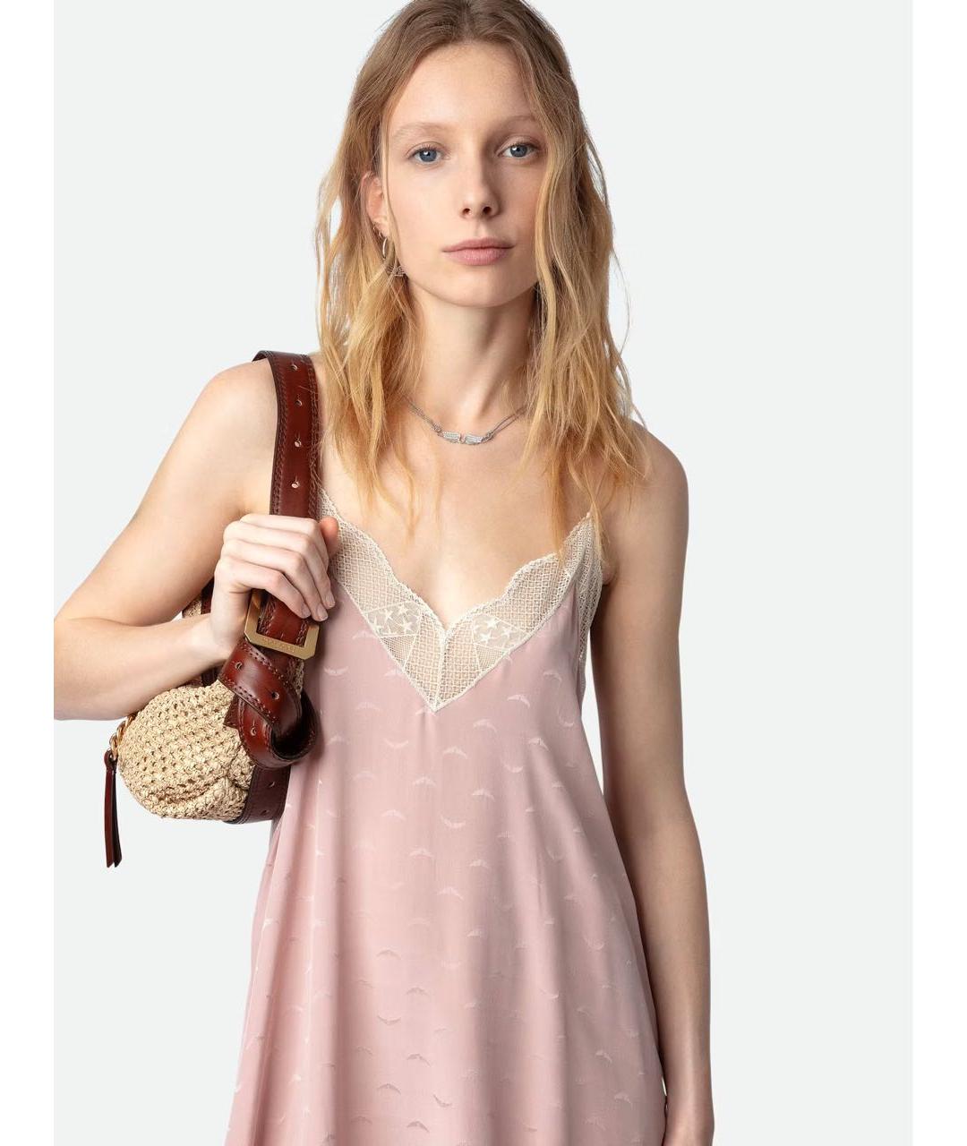 ZADIG & VOLTAIRE Розовое шелковое коктейльное платье, фото 2