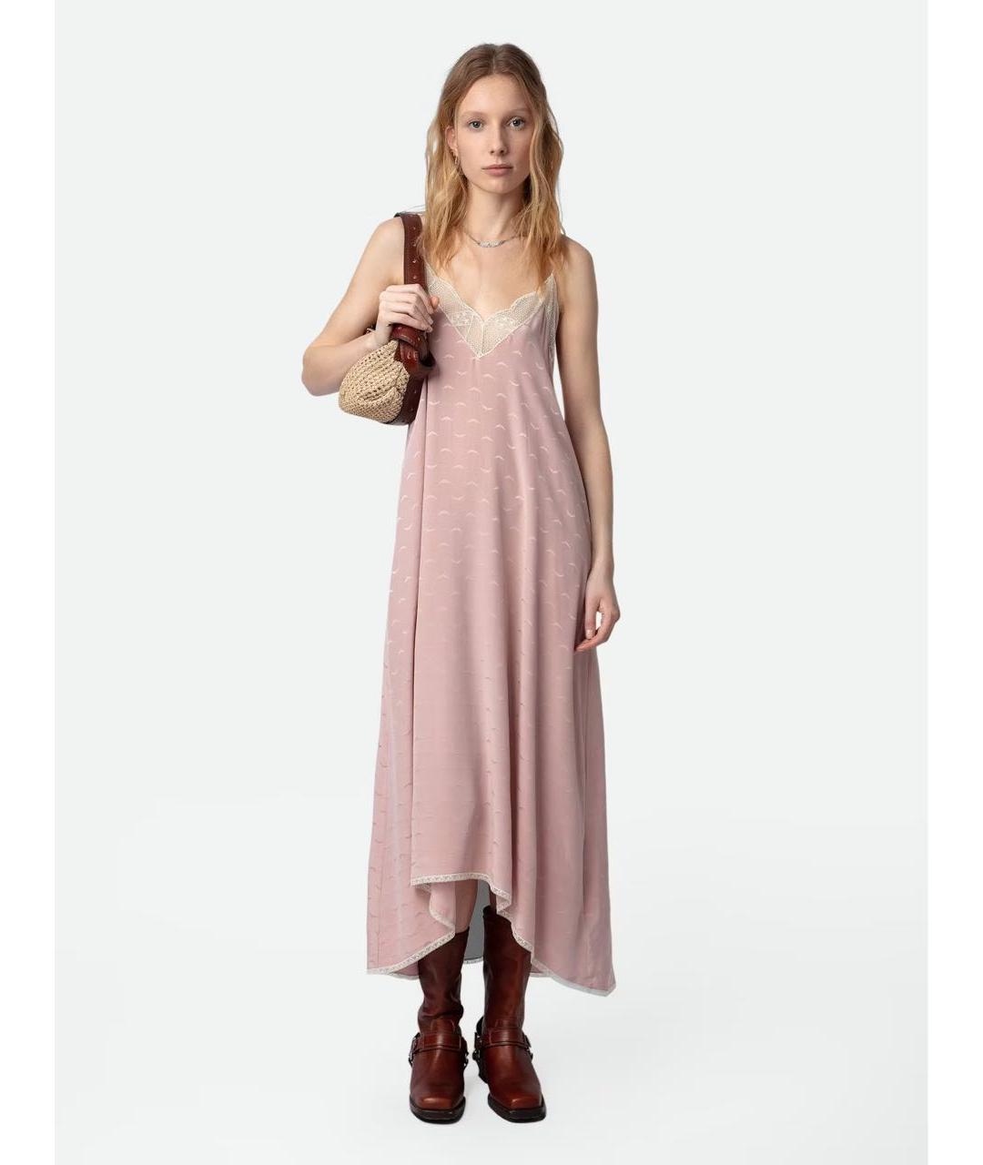 ZADIG & VOLTAIRE Розовое шелковое коктейльное платье, фото 3