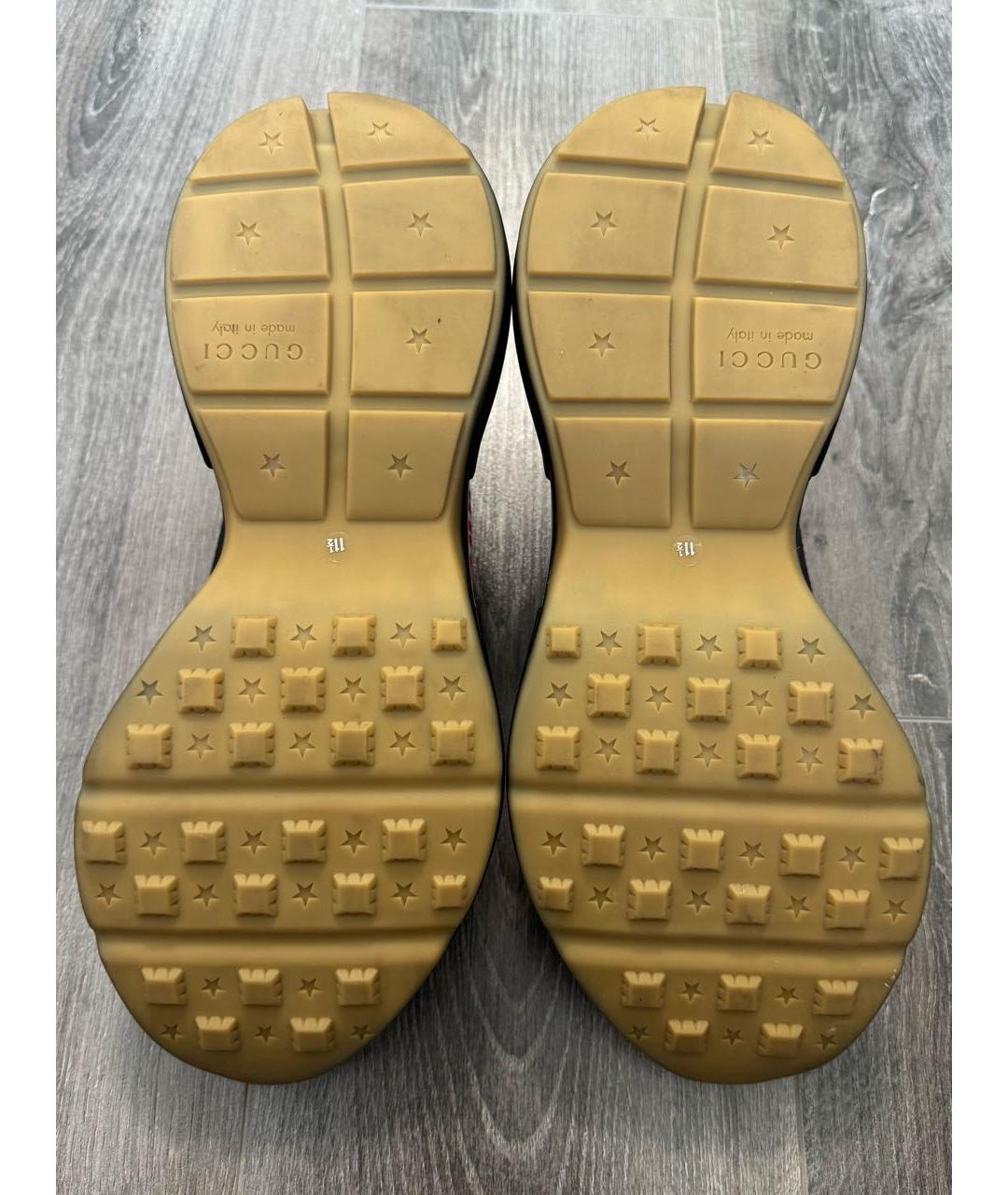 GUCCI Черные кожаные низкие кроссовки / кеды, фото 8