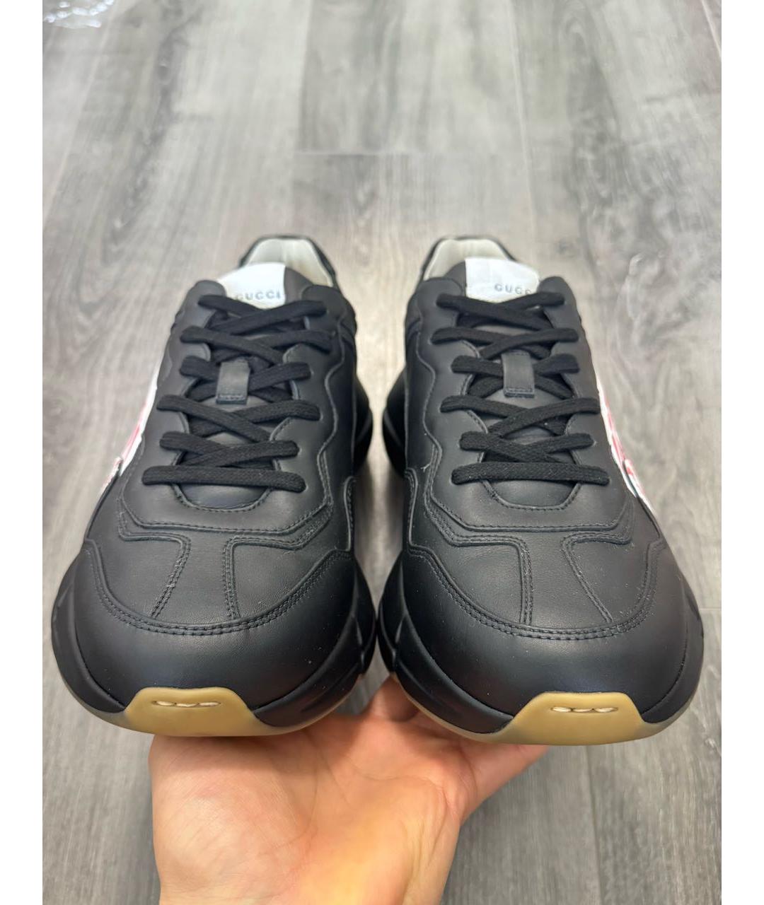 GUCCI Черные кожаные низкие кроссовки / кеды, фото 2