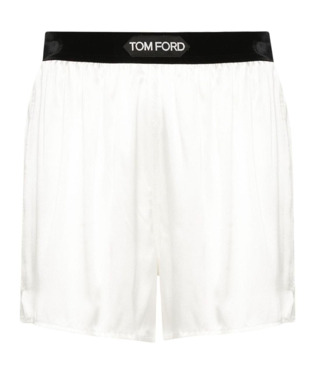 TOM FORD Белые шелковые прямые брюки, фото 1