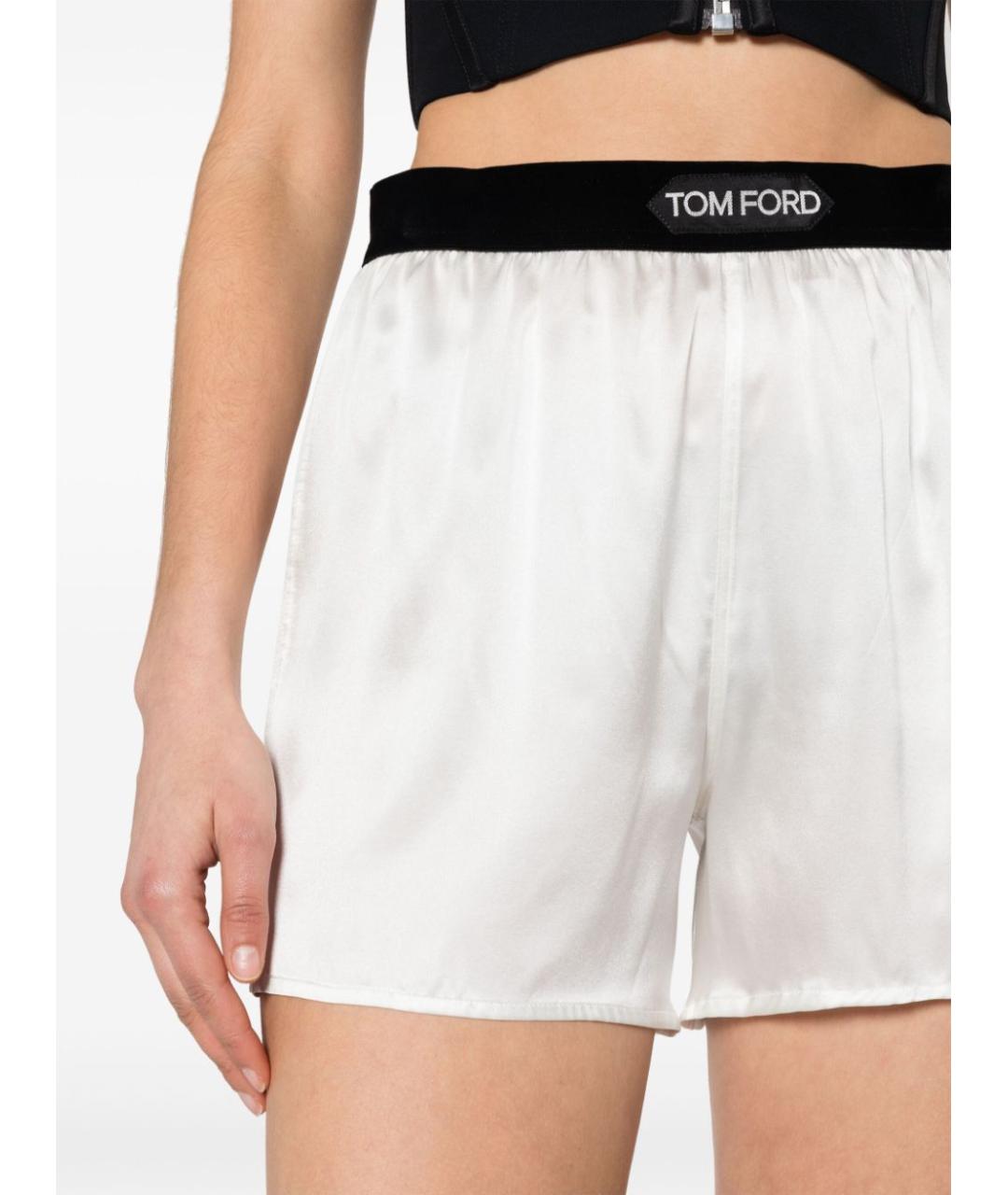 TOM FORD Белые шелковые прямые брюки, фото 5