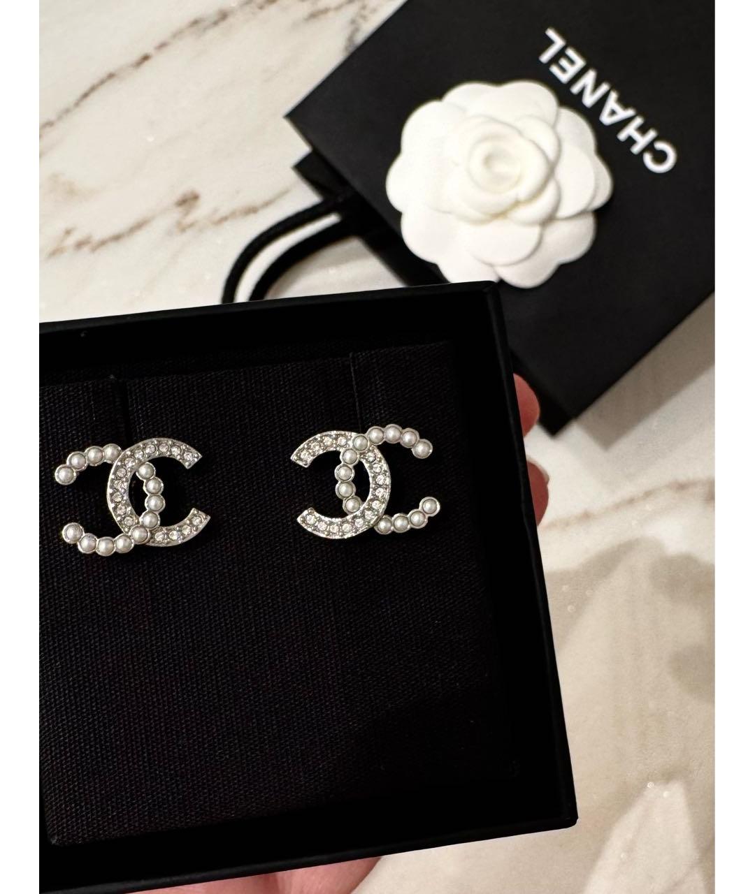CHANEL Серебряные металлические серьги, фото 2