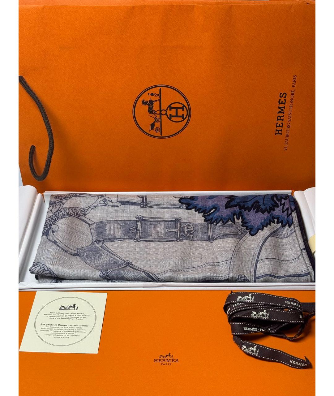 HERMES Мульти кашемировый платок, фото 4