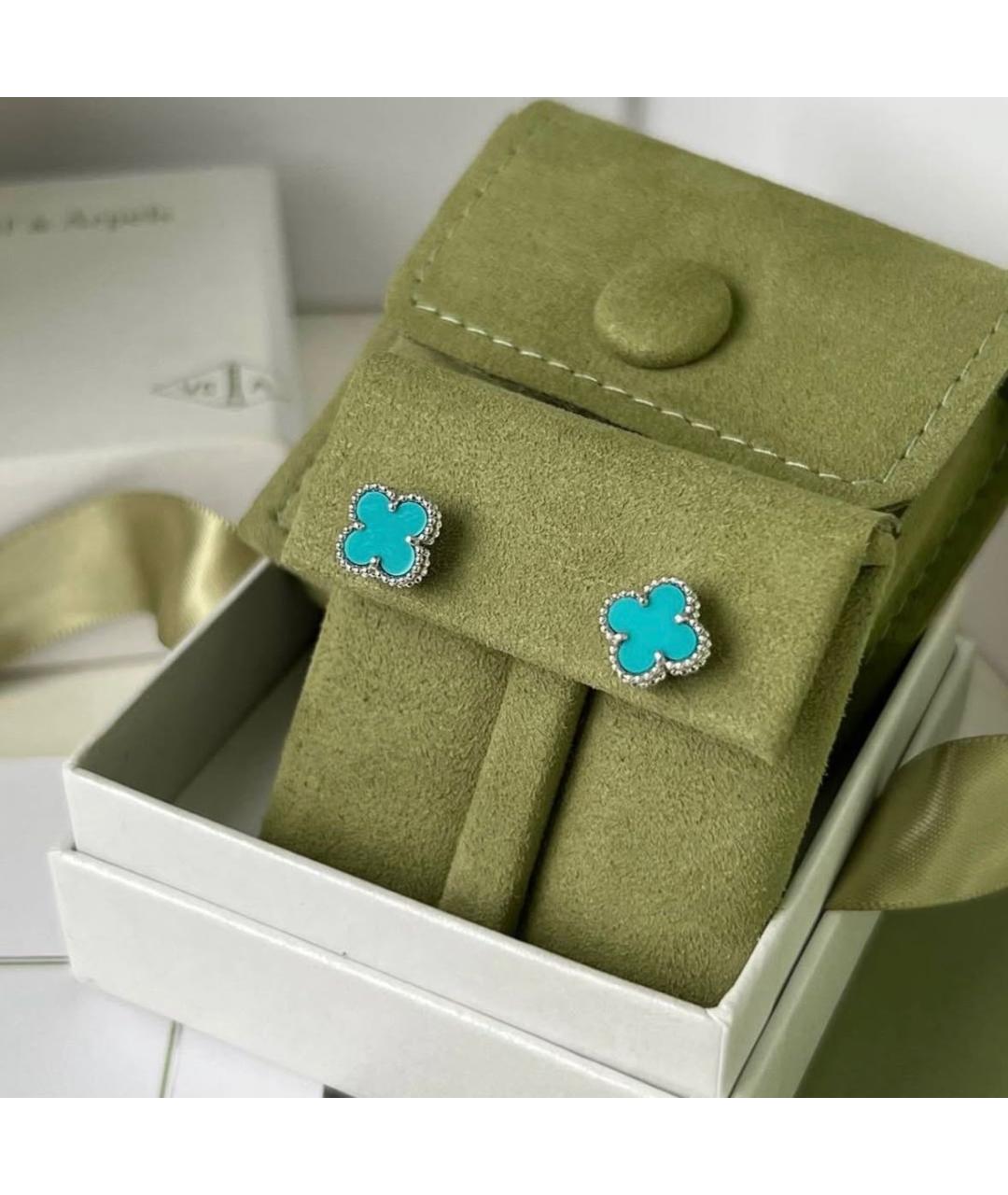 VAN CLEEF & ARPELS Бирюзовые серьги из белого золота, фото 2