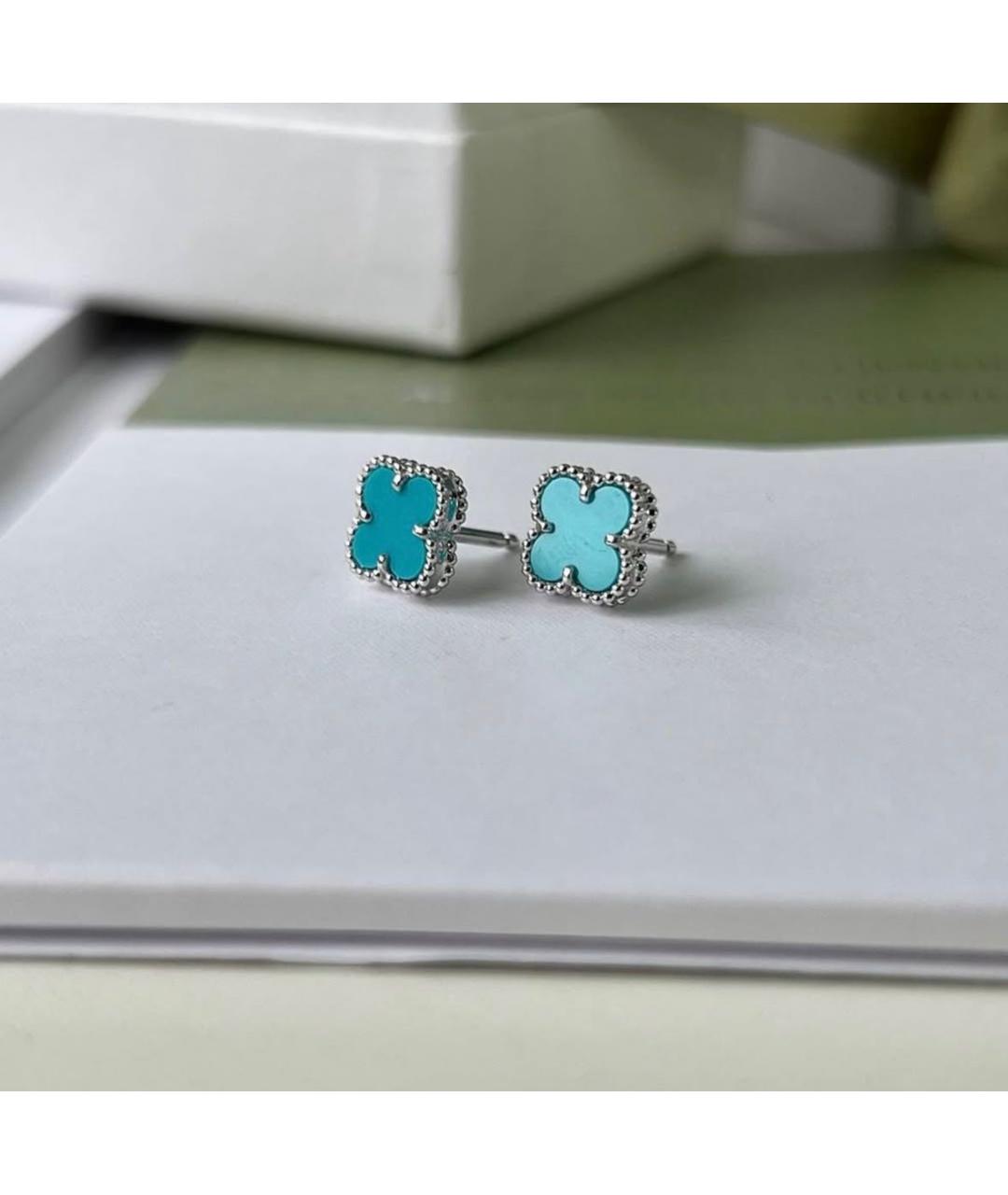 VAN CLEEF & ARPELS Бирюзовые серьги из белого золота, фото 3