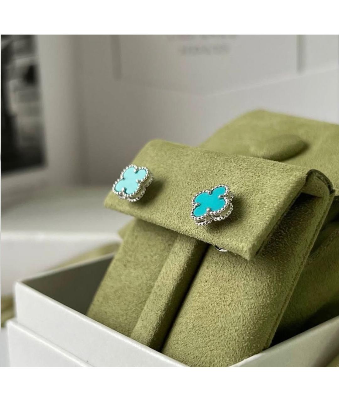 VAN CLEEF & ARPELS Бирюзовые серьги из белого золота, фото 4