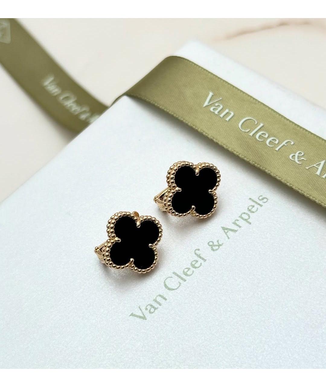 VAN CLEEF & ARPELS Черные серьги из желтого золота, фото 3