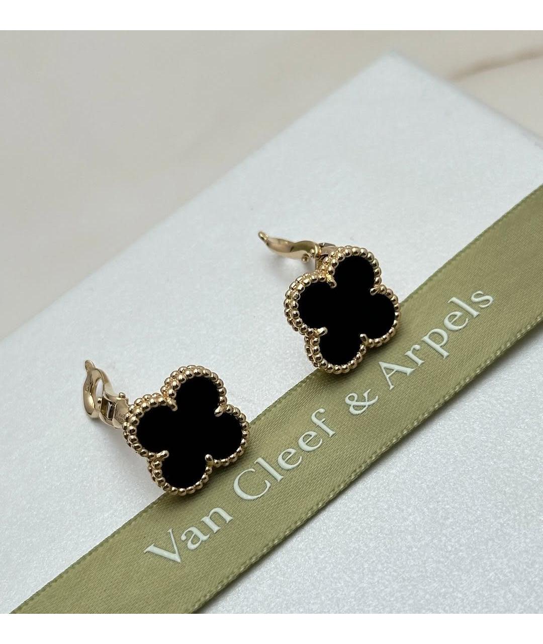 VAN CLEEF & ARPELS Черные серьги из желтого золота, фото 4