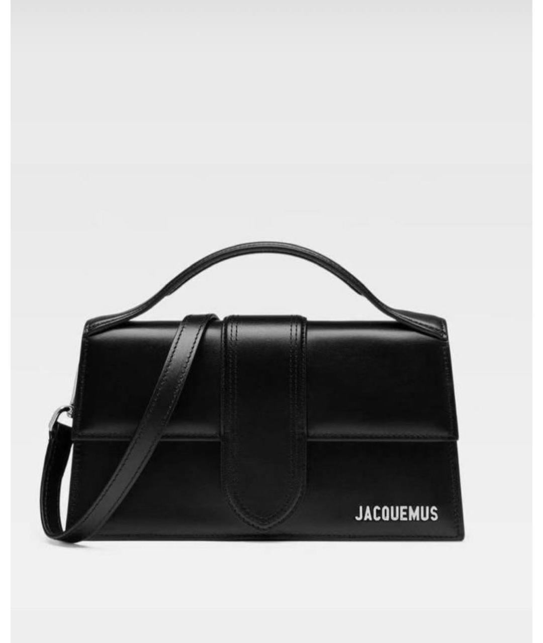 JACQUEMUS Черная кожаная сумка с короткими ручками, фото 4