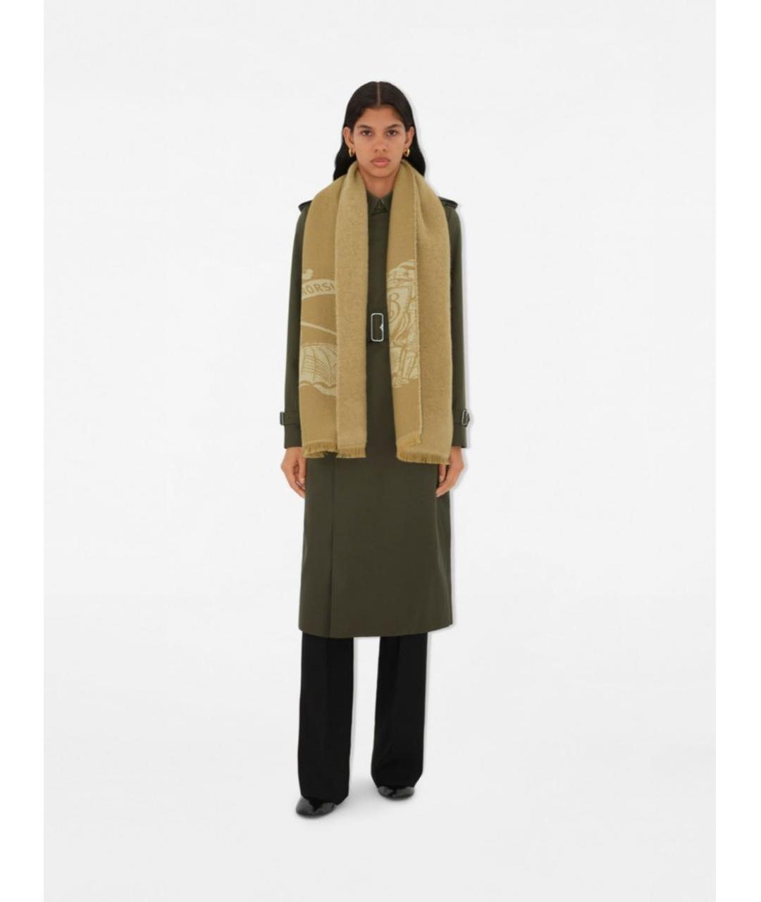 BURBERRY Бежевый шерстяной шарф, фото 6