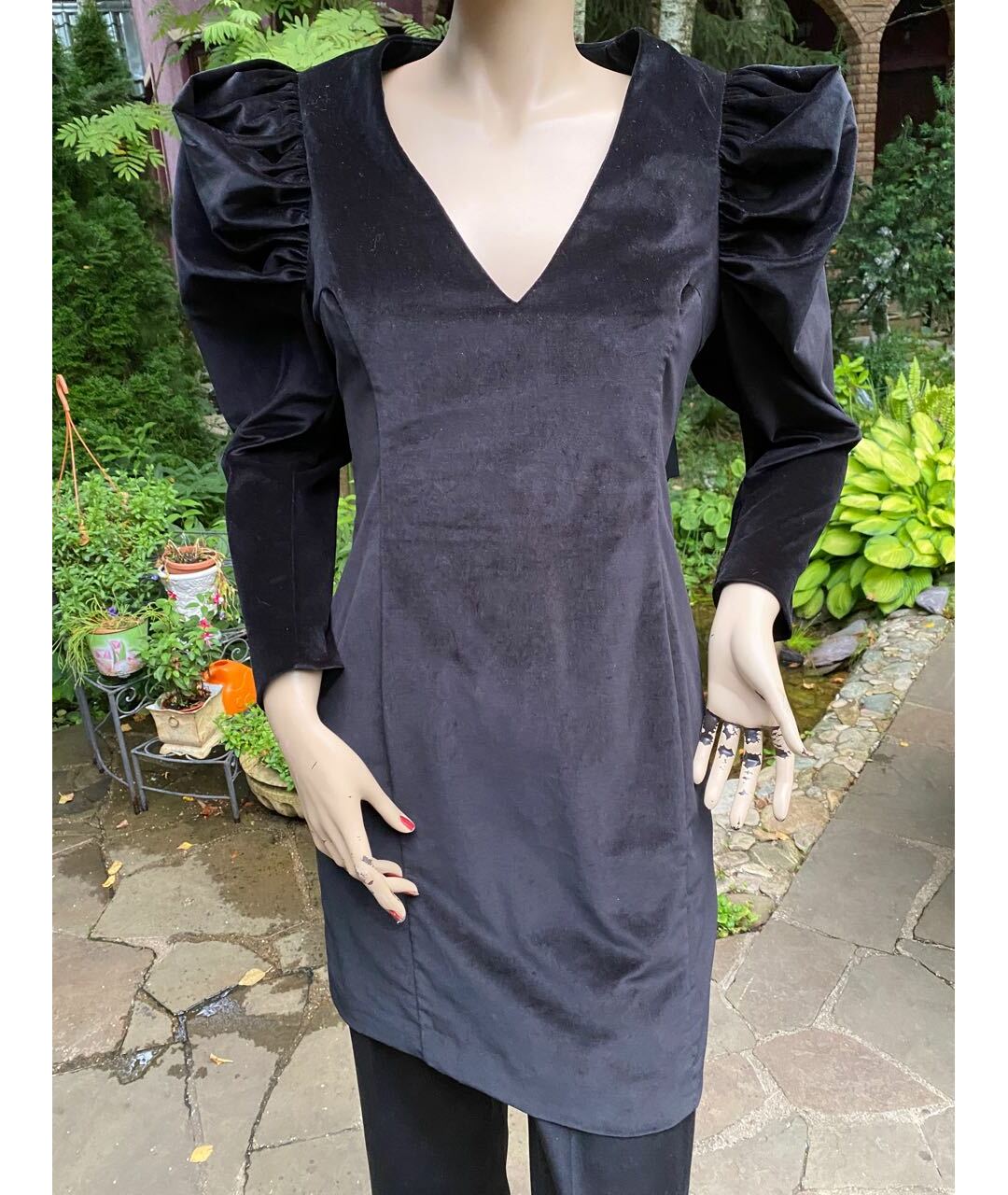GIANFRANCO FERRE Черное бархатное повседневное платье, фото 3