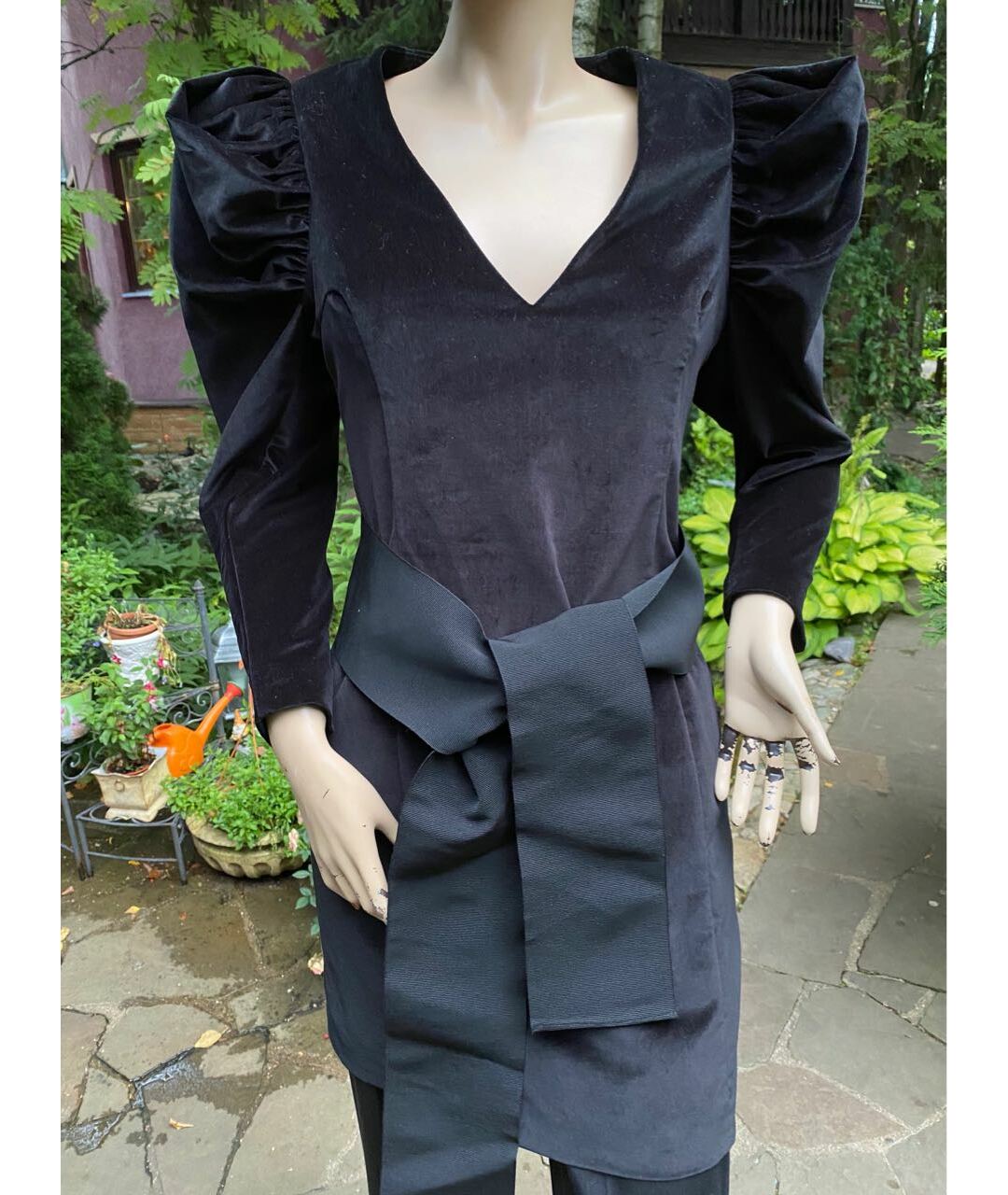 GIANFRANCO FERRE Черное бархатное повседневное платье, фото 2