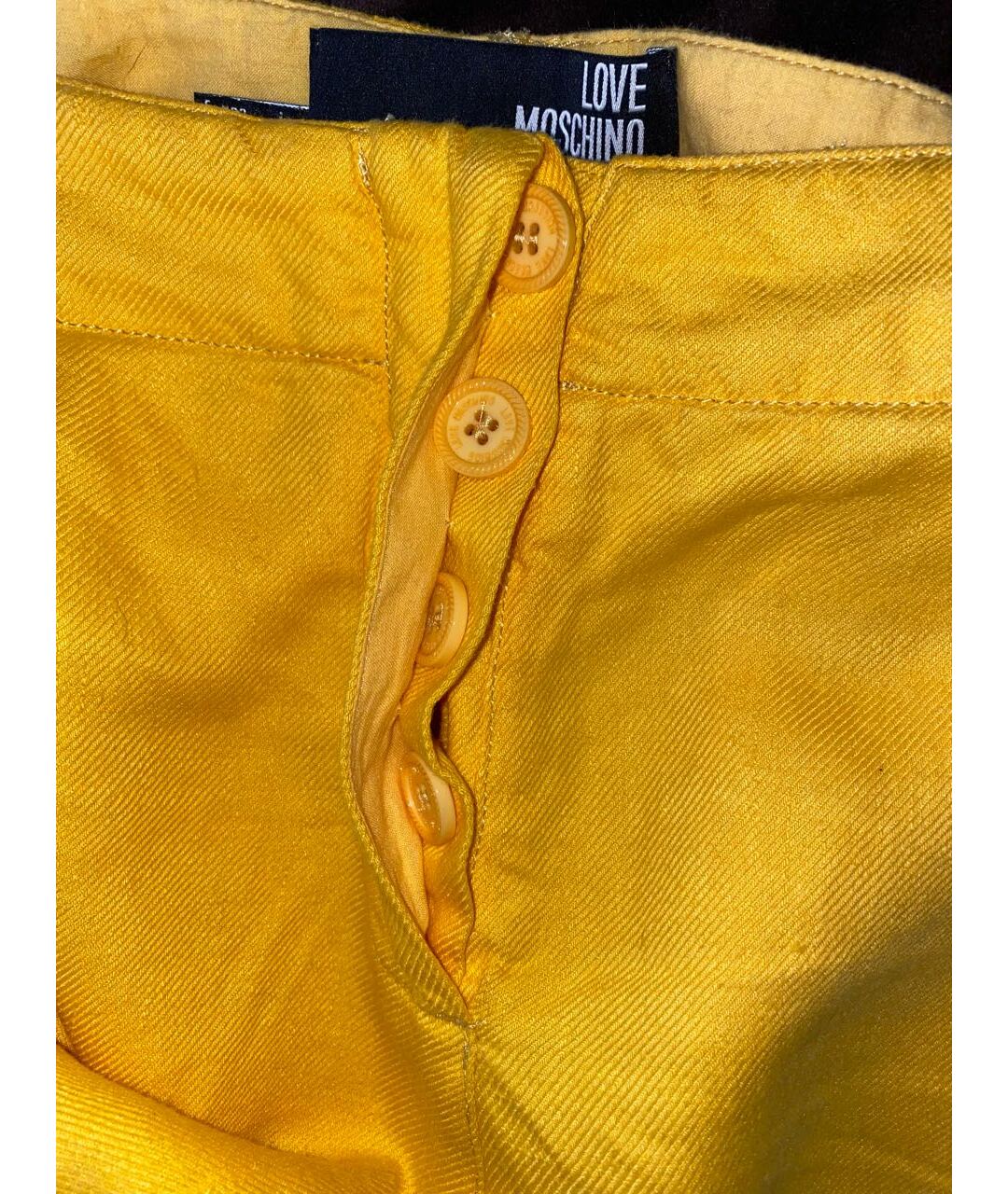LOVE MOSCHINO Желтые льняные шорты, фото 4