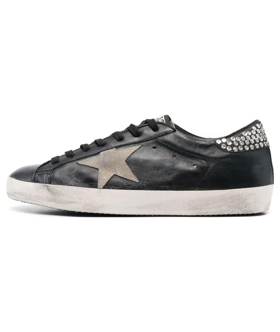 GOLDEN GOOSE DELUXE BRAND Черные кожаные низкие кроссовки / кеды, фото 2