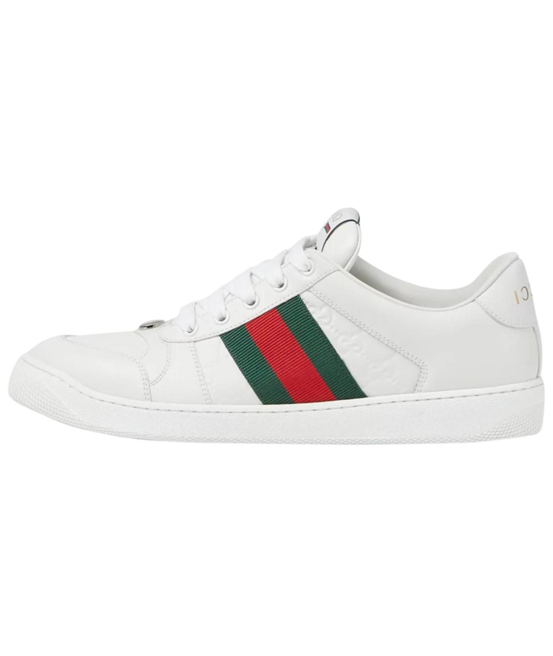 GUCCI Белые кожаные низкие кроссовки / кеды, фото 2