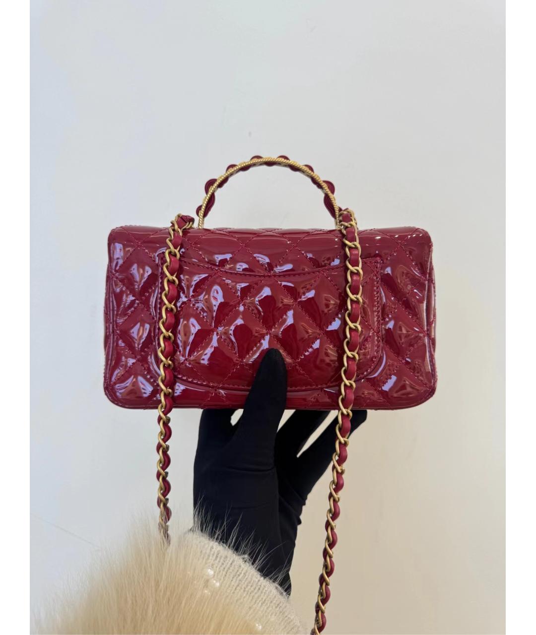 CHANEL Красная сумка через плечо из лакированной кожи, фото 3