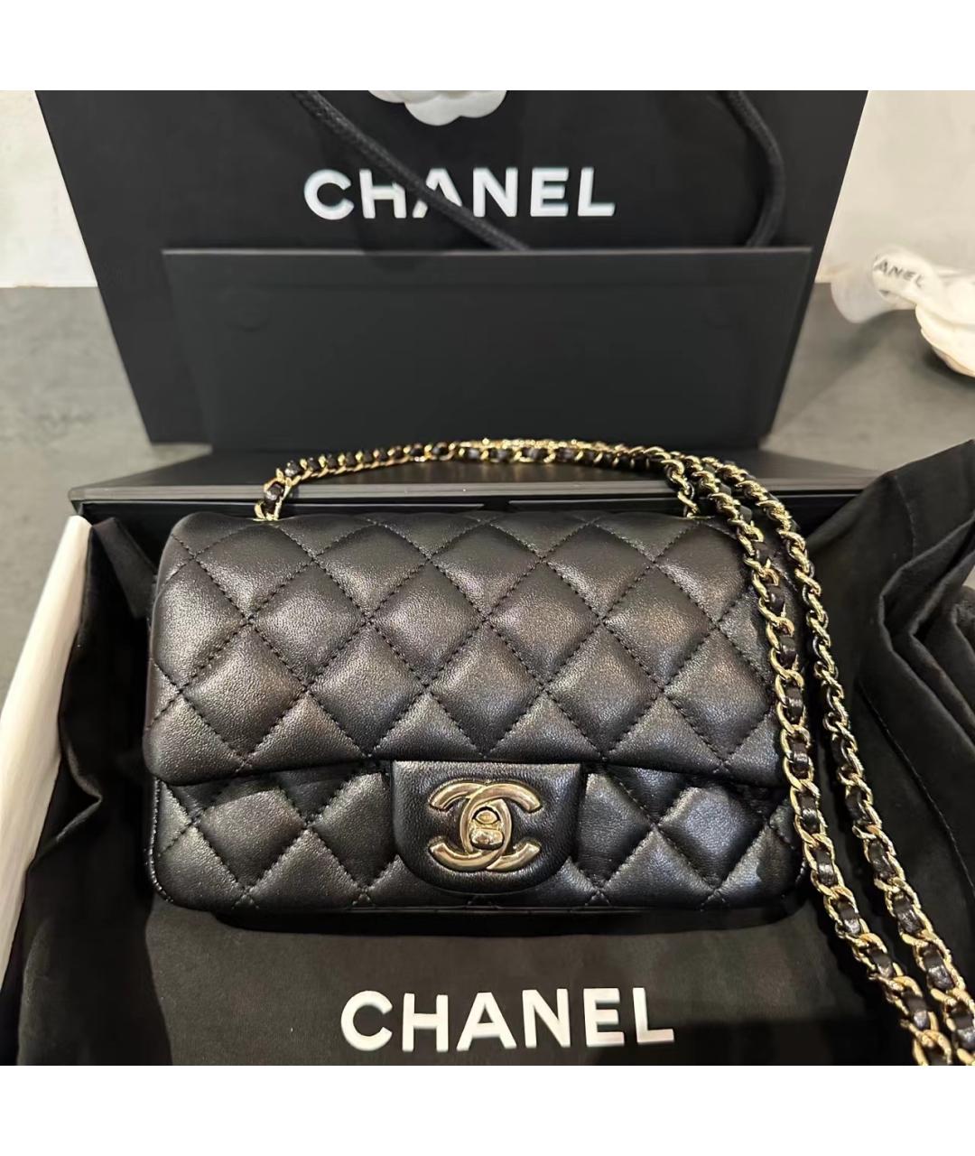 CHANEL Черная кожаная сумка через плечо, фото 6