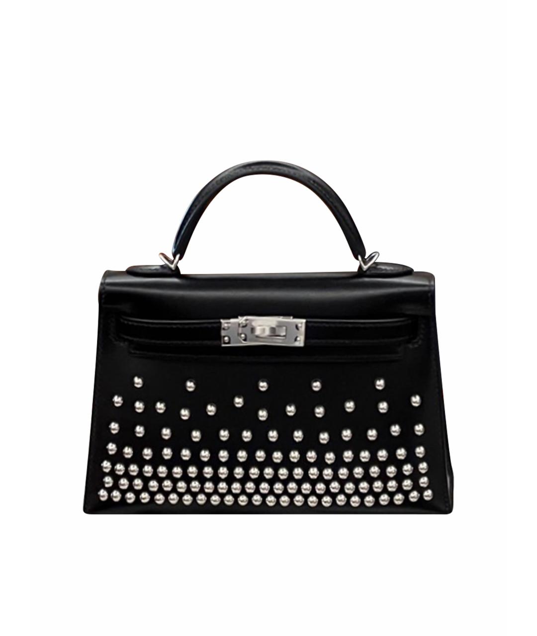 HERMES Черная кожаная сумка с короткими ручками, фото 1