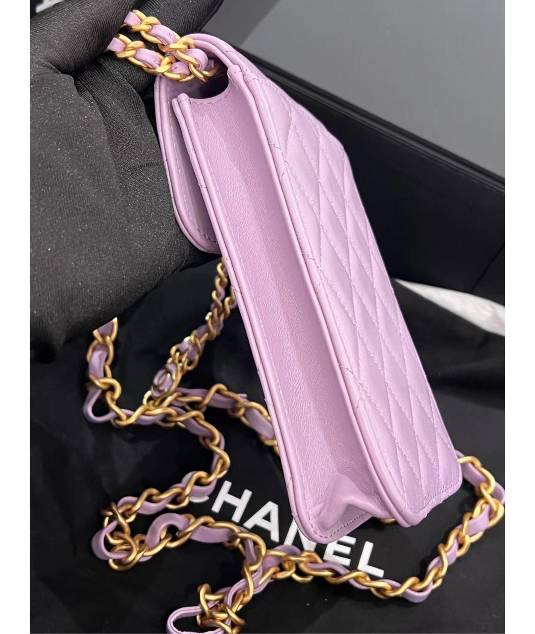 CHANEL Фиолетовая кожаная сумка через плечо, фото 7
