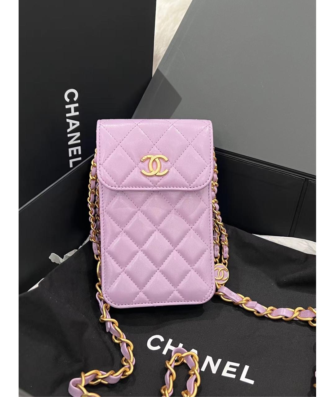 CHANEL Фиолетовая кожаная сумка через плечо, фото 2