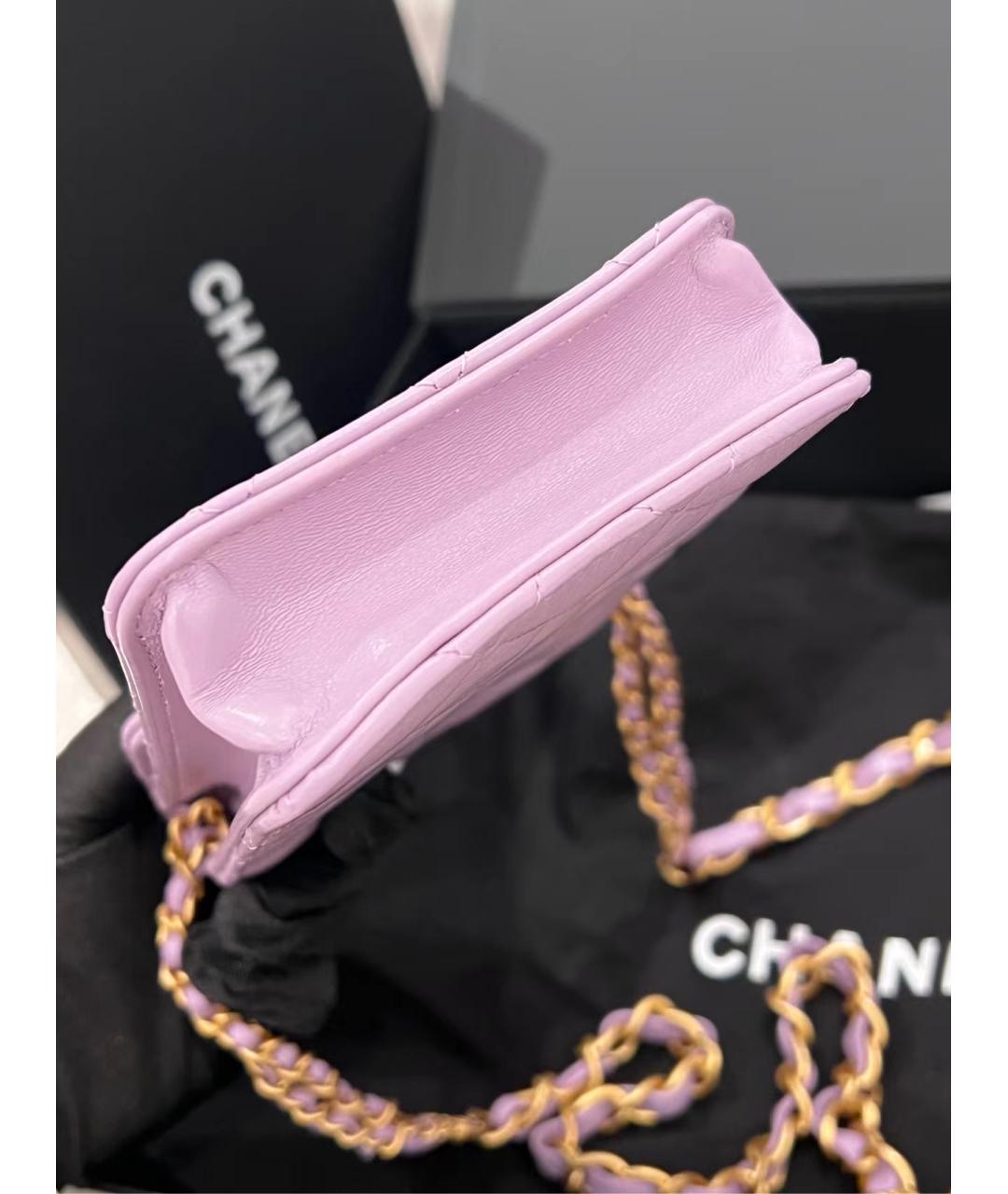 CHANEL Фиолетовая кожаная сумка через плечо, фото 4