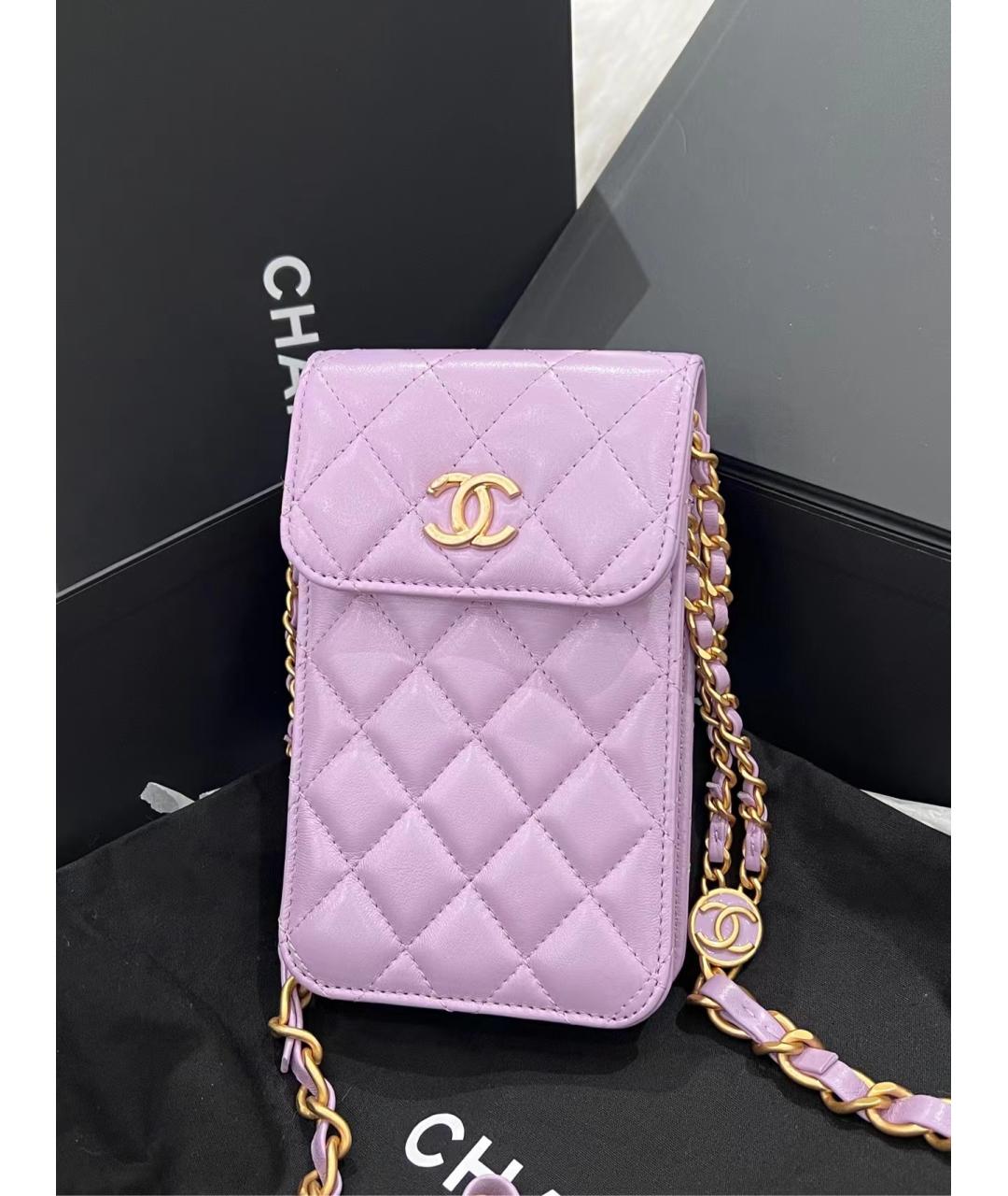 CHANEL Фиолетовая кожаная сумка через плечо, фото 9