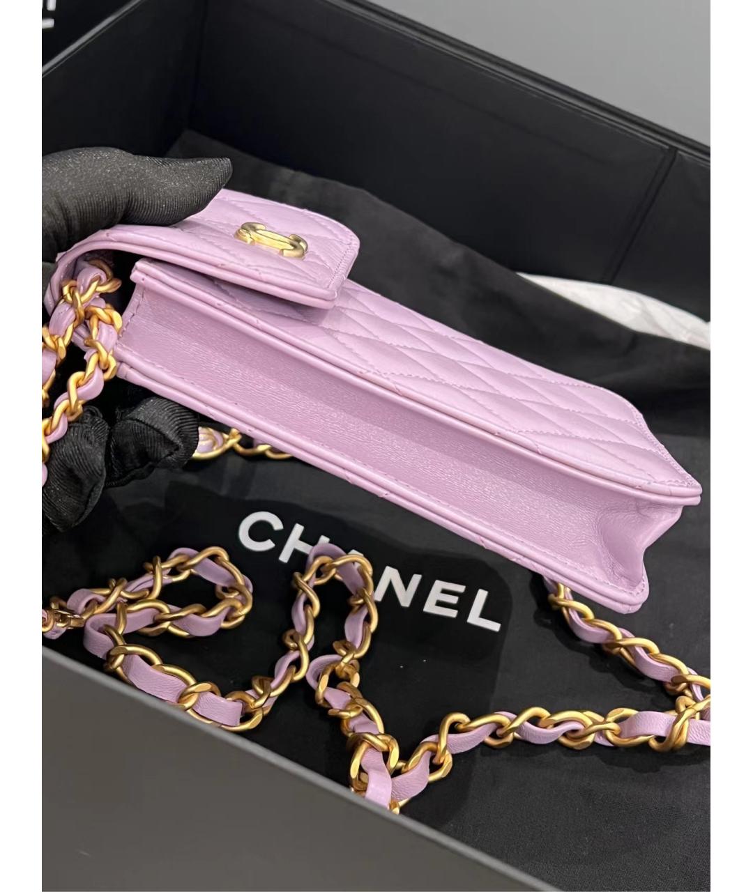 CHANEL Фиолетовая кожаная сумка через плечо, фото 5