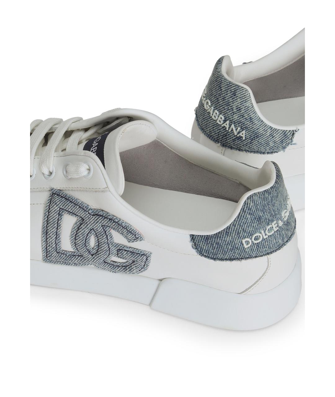 DOLCE&GABBANA Белые кожаные кеды, фото 4