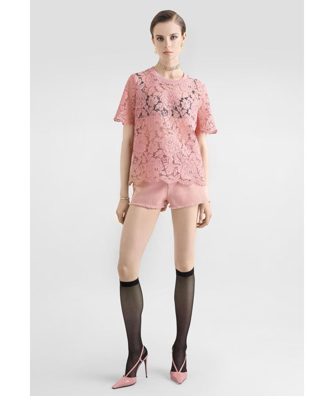 DOLCE&GABBANA Розовая вискозная футболка, фото 2