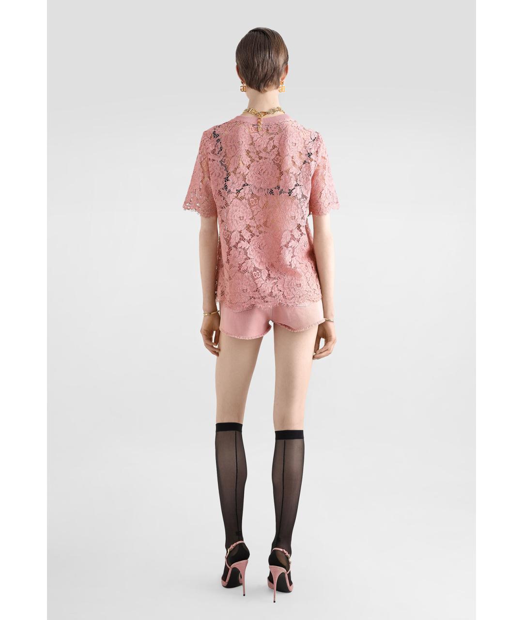 DOLCE&GABBANA Розовая вискозная футболка, фото 3