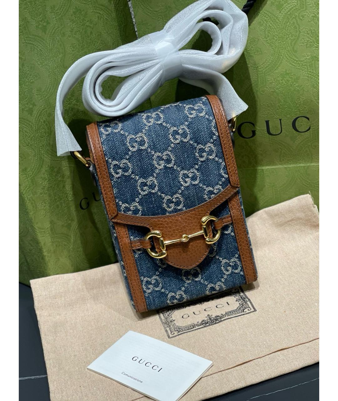 GUCCI Голубая деним сумка через плечо, фото 3
