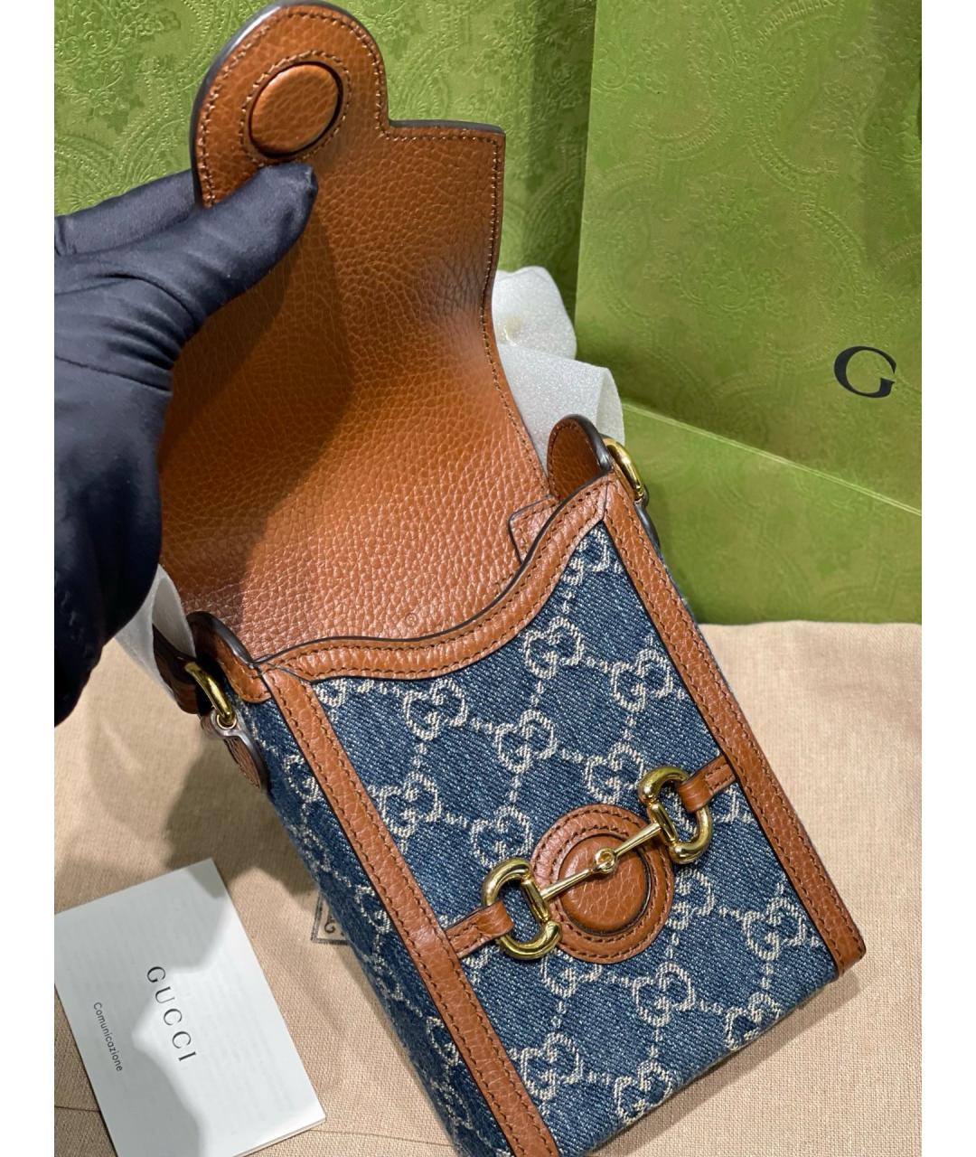 GUCCI Голубая деним сумка через плечо, фото 6