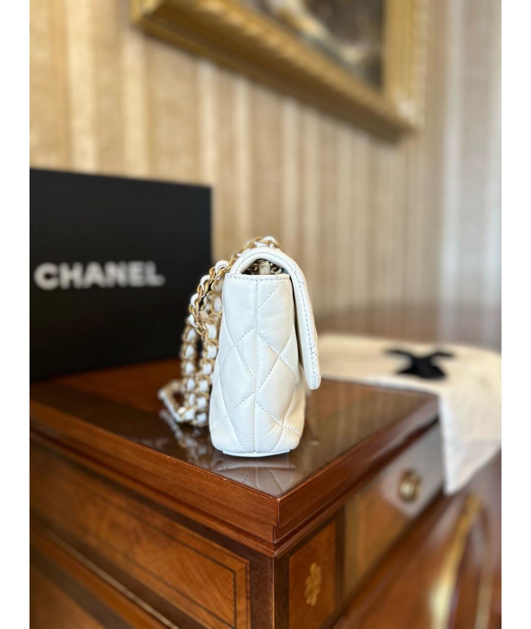 CHANEL Белая кожаная сумка через плечо, фото 4