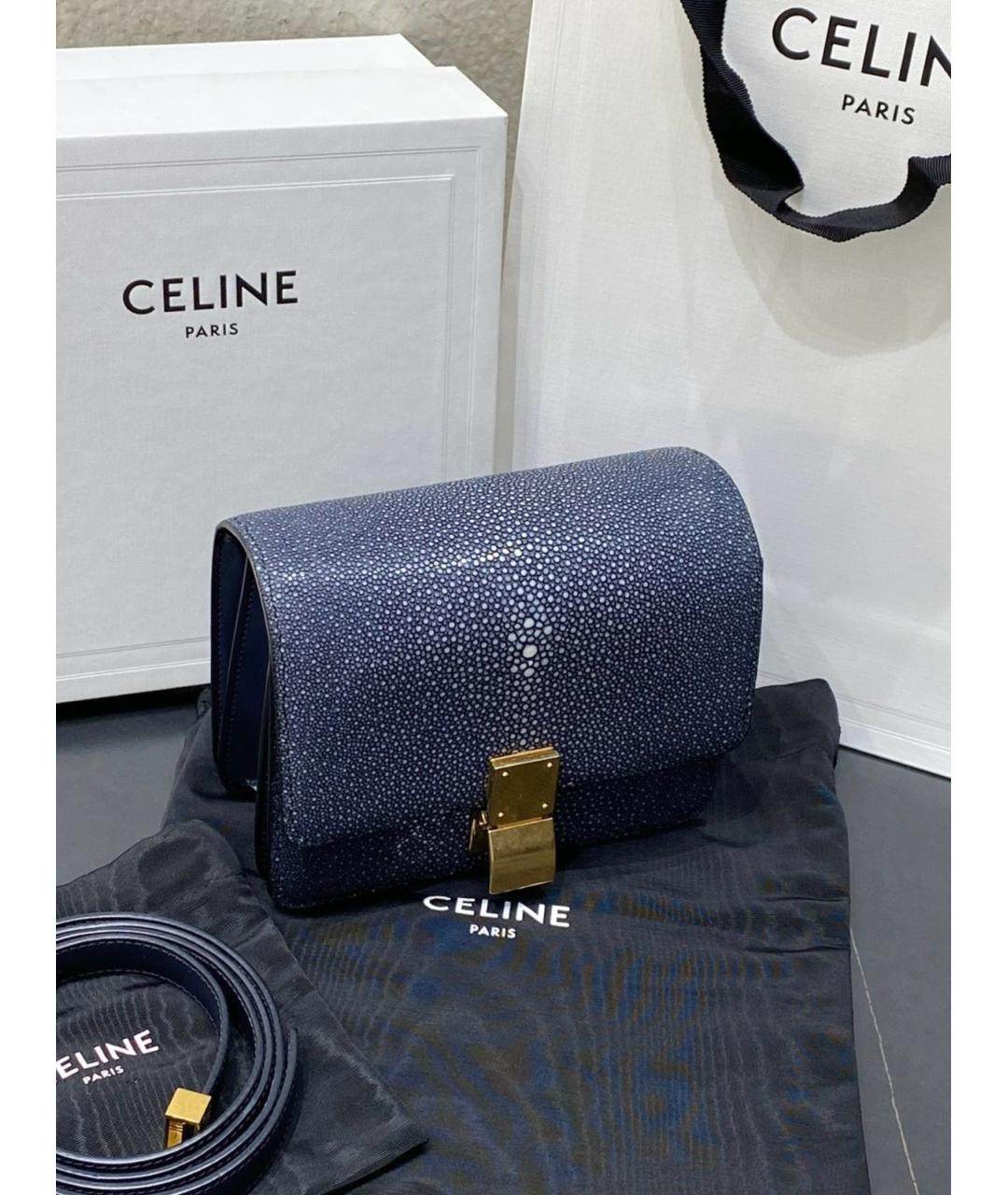 CELINE Голубая кожаная сумка через плечо, фото 3