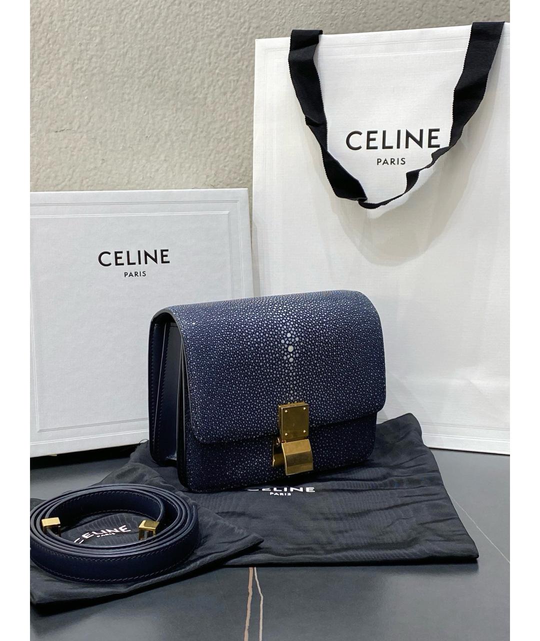 CELINE Голубая кожаная сумка через плечо, фото 2