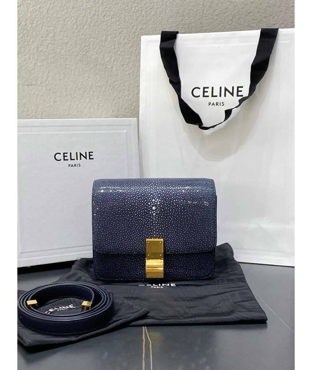 CELINE Голубая кожаная сумка через плечо, фото 8