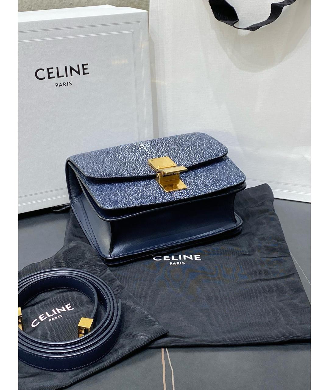 CELINE Голубая кожаная сумка через плечо, фото 5