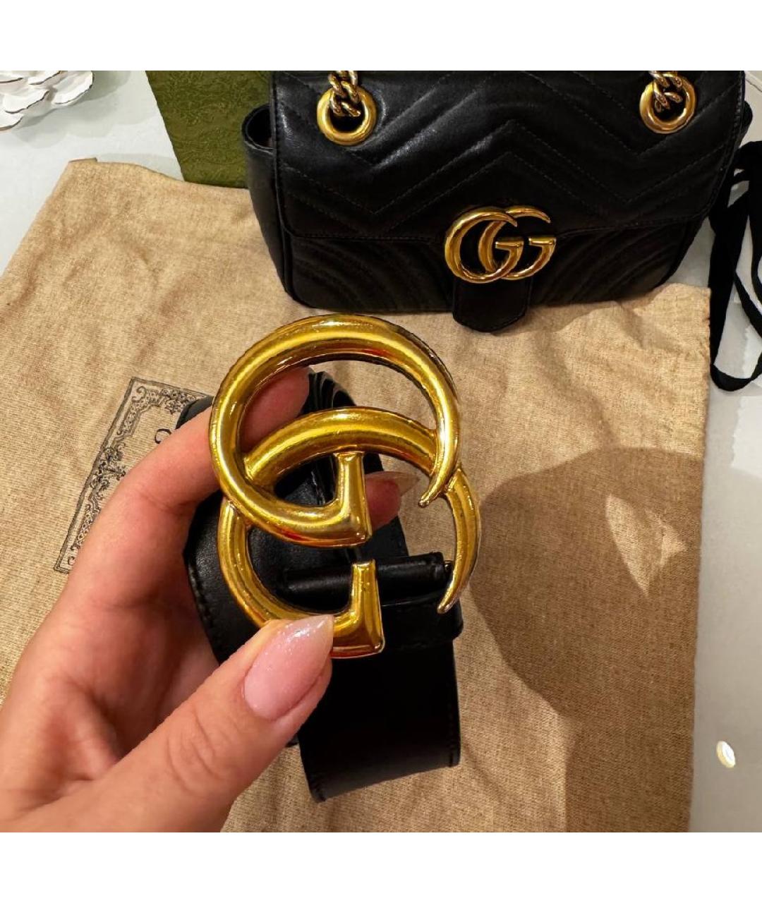 GUCCI Черный кожаный ремень, фото 4
