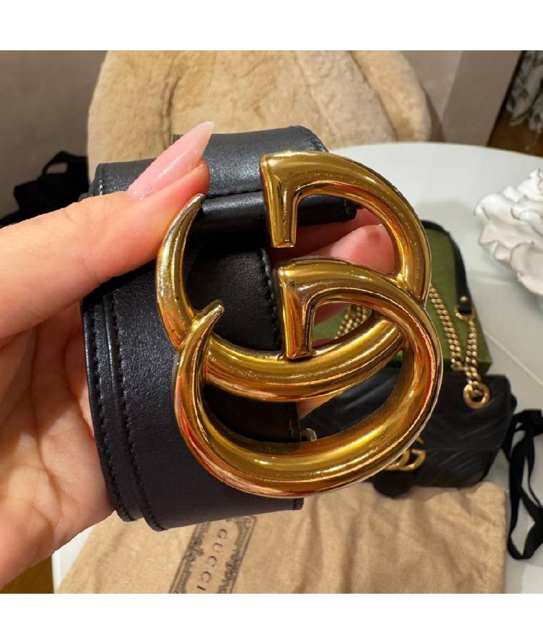 GUCCI Черный кожаный ремень, фото 7