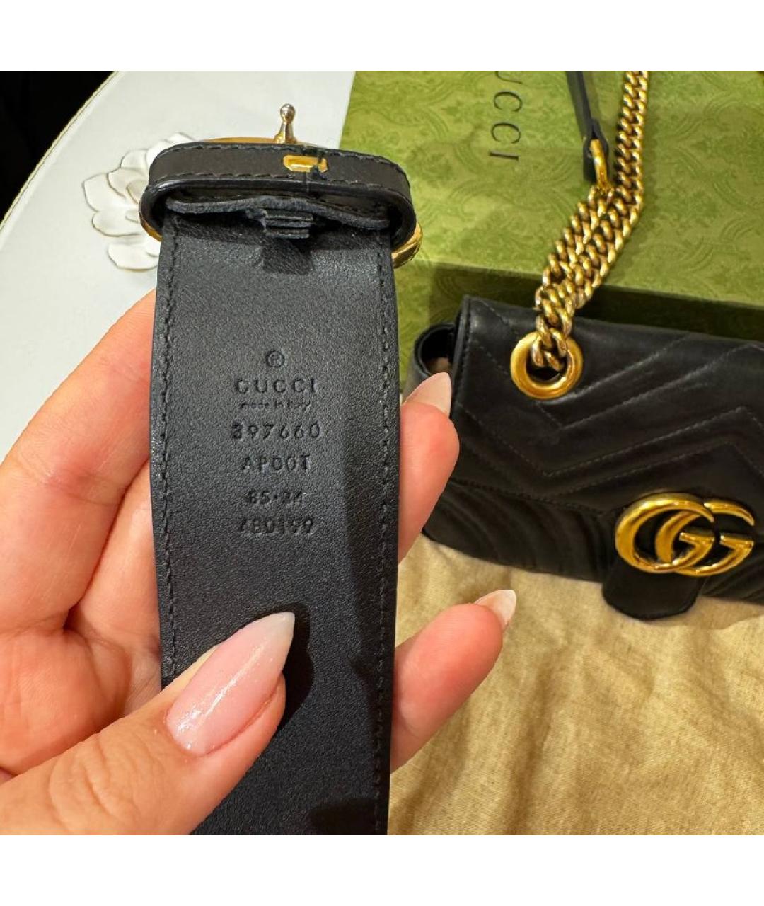 GUCCI Черный кожаный ремень, фото 5