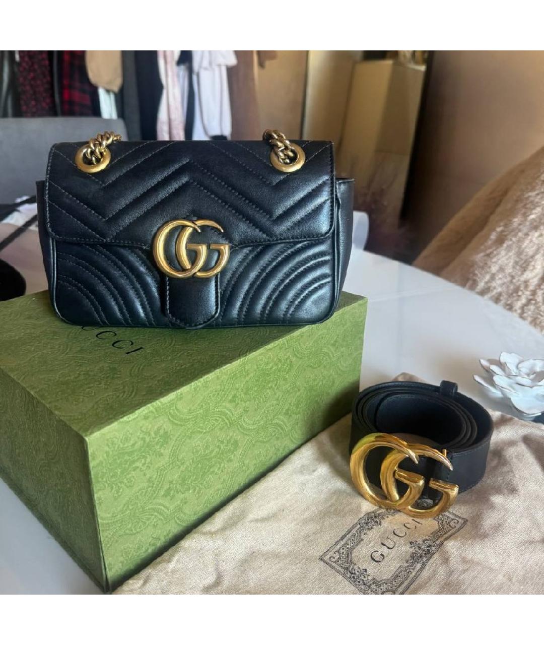 GUCCI Черная кожаная сумка через плечо, фото 2