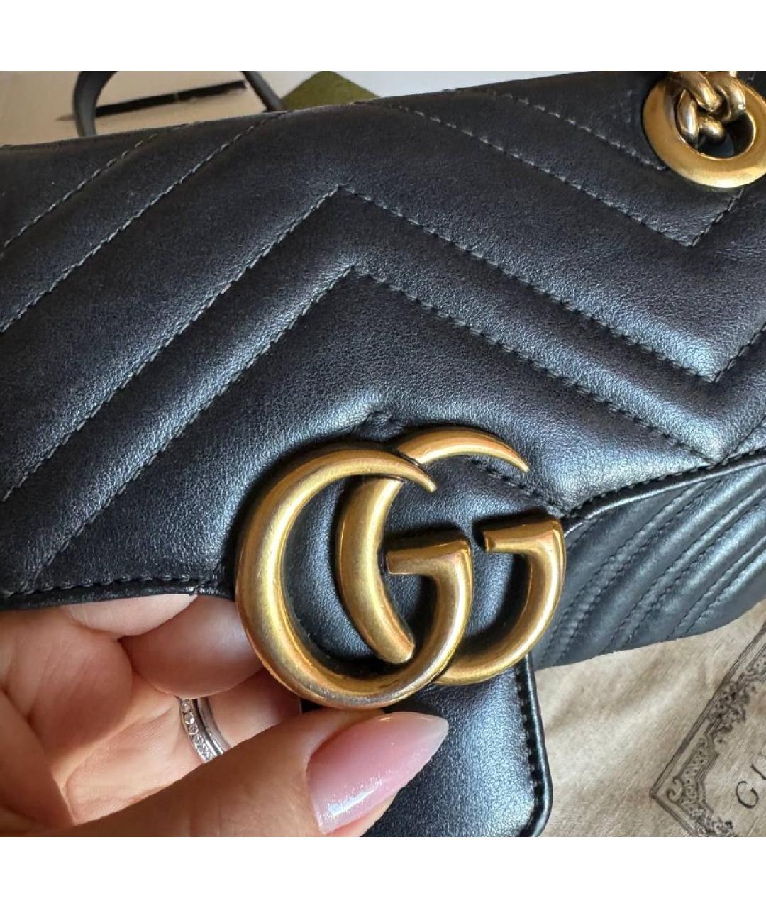 GUCCI Черная кожаная сумка через плечо, фото 5