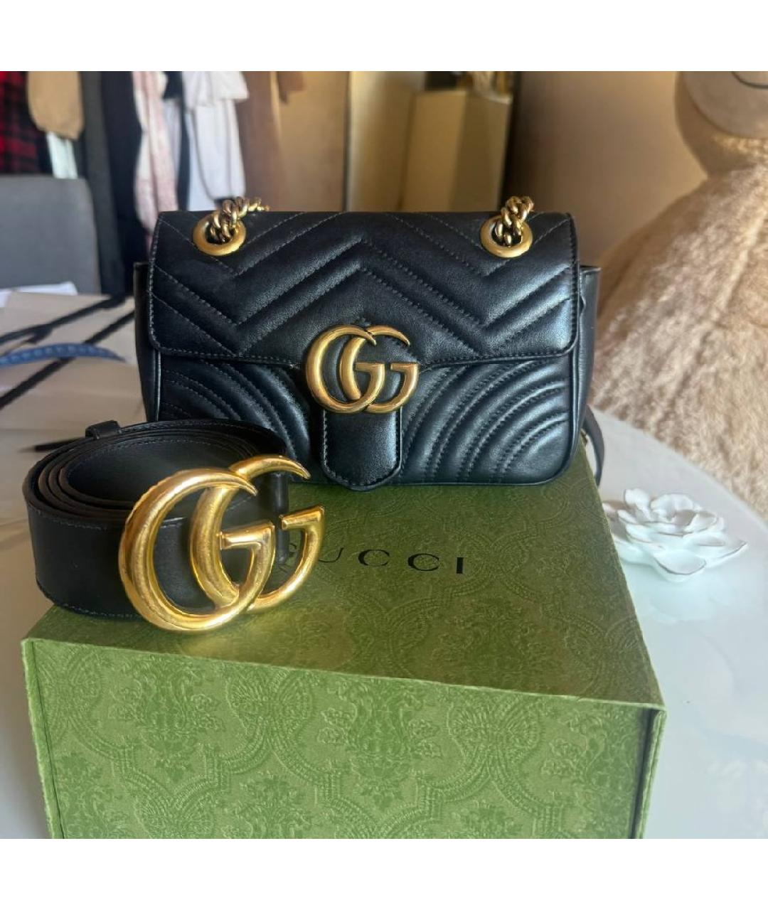 GUCCI Черная кожаная сумка через плечо, фото 6