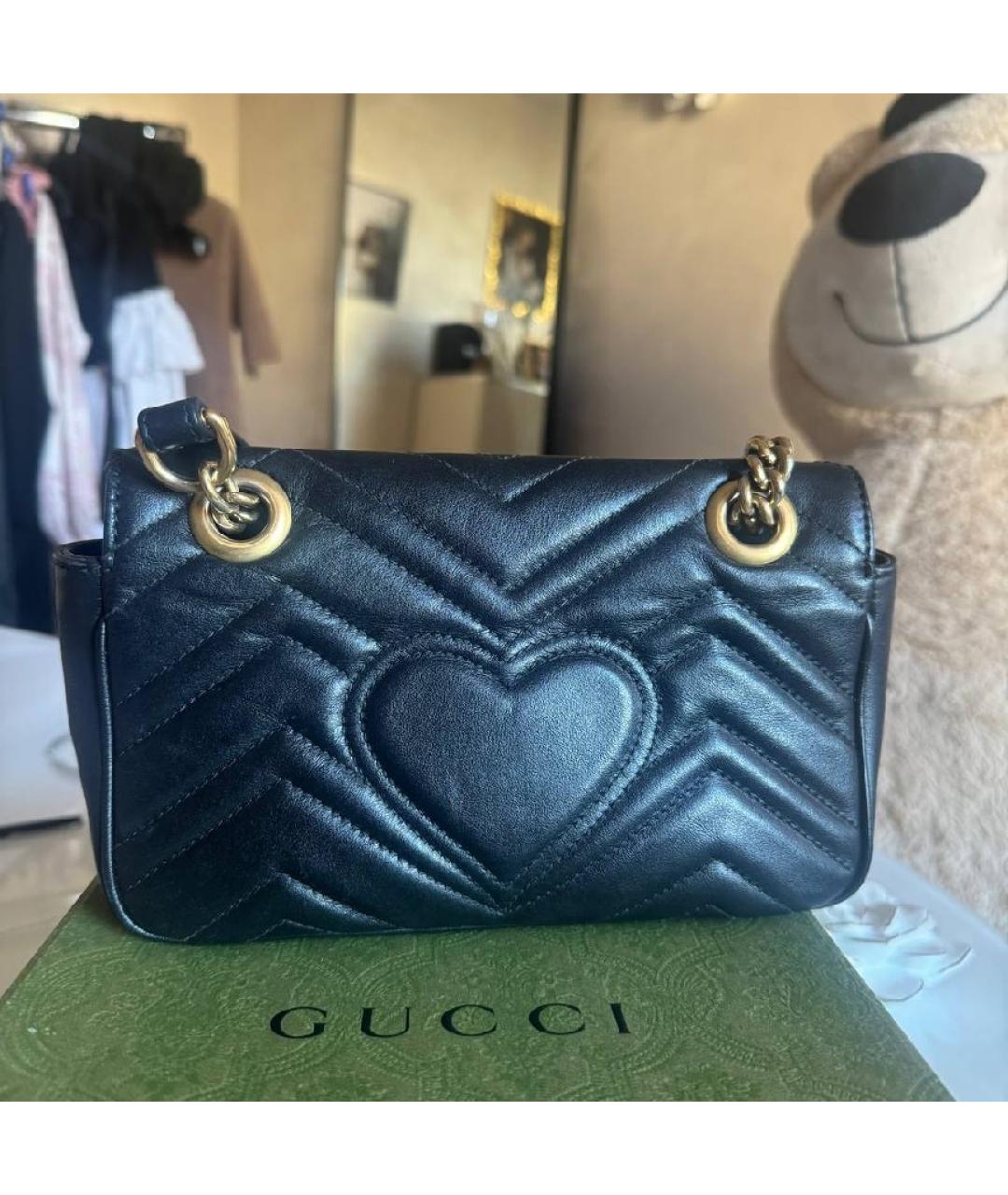 GUCCI Черная кожаная сумка через плечо, фото 3