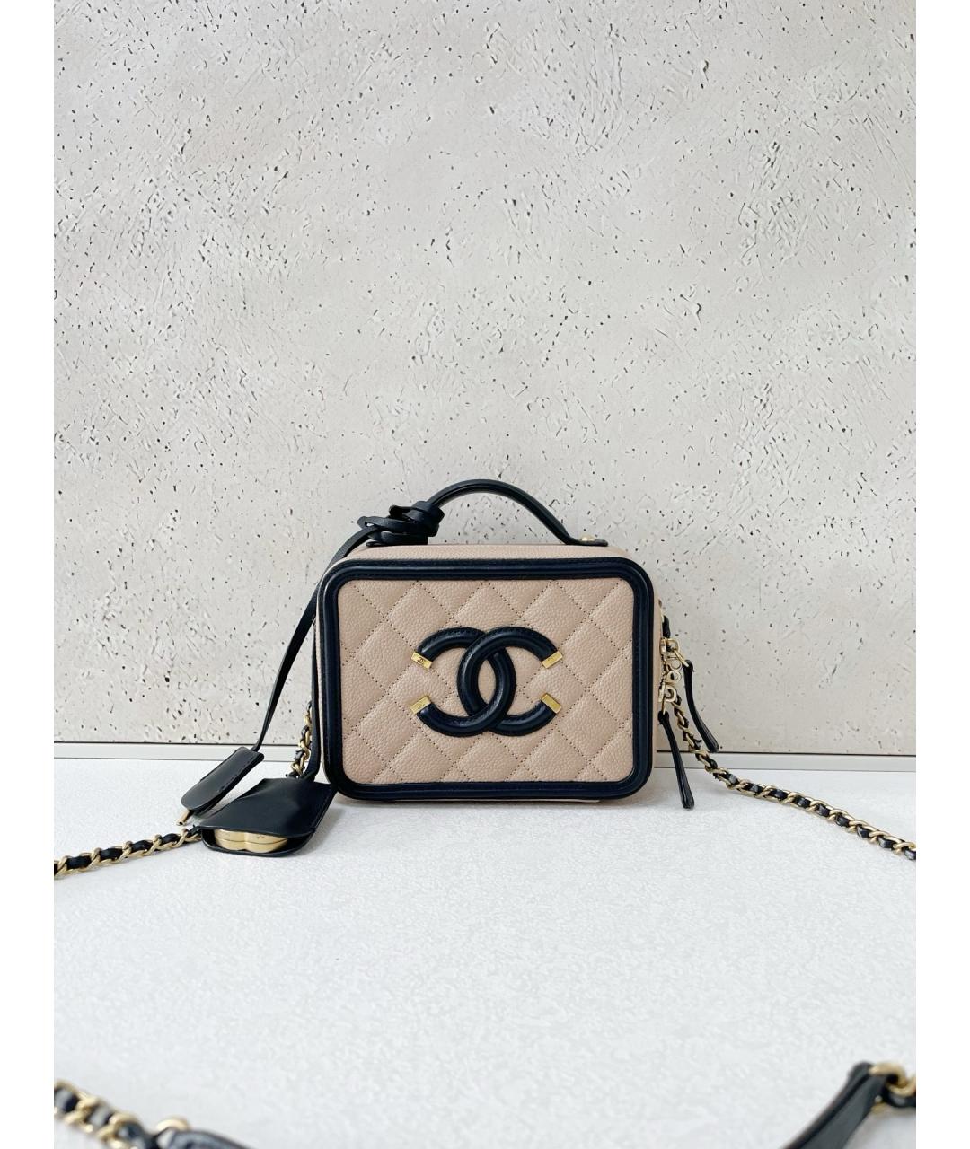 CHANEL Бежевая кожаная сумка через плечо, фото 4